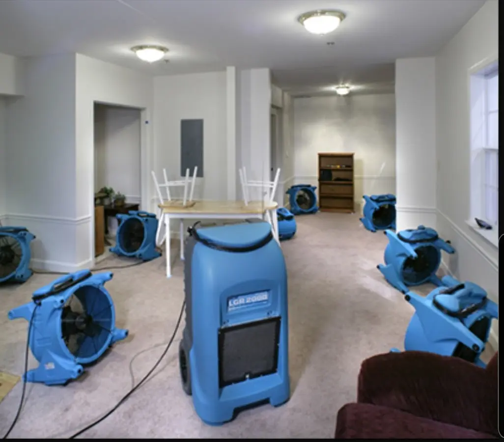 Air movers and dehumidifier setup for Water Extraction & Removal in Rapid City